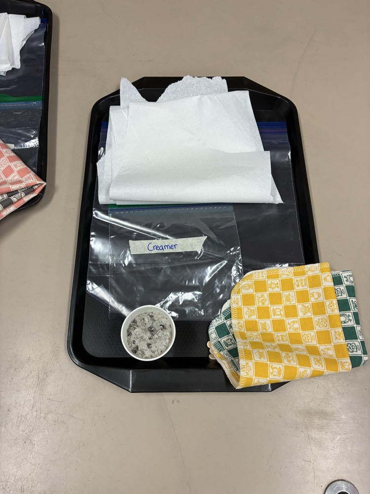 tray with supplies 