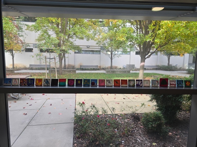 Art displayed on a windowsill