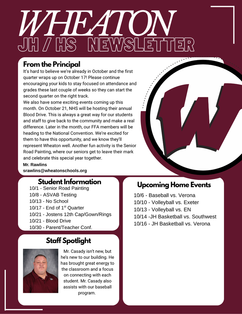 October JH/HS Newsletter