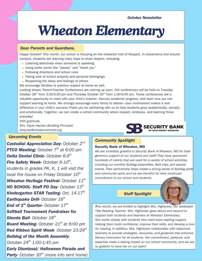 October Elementary Newsletter