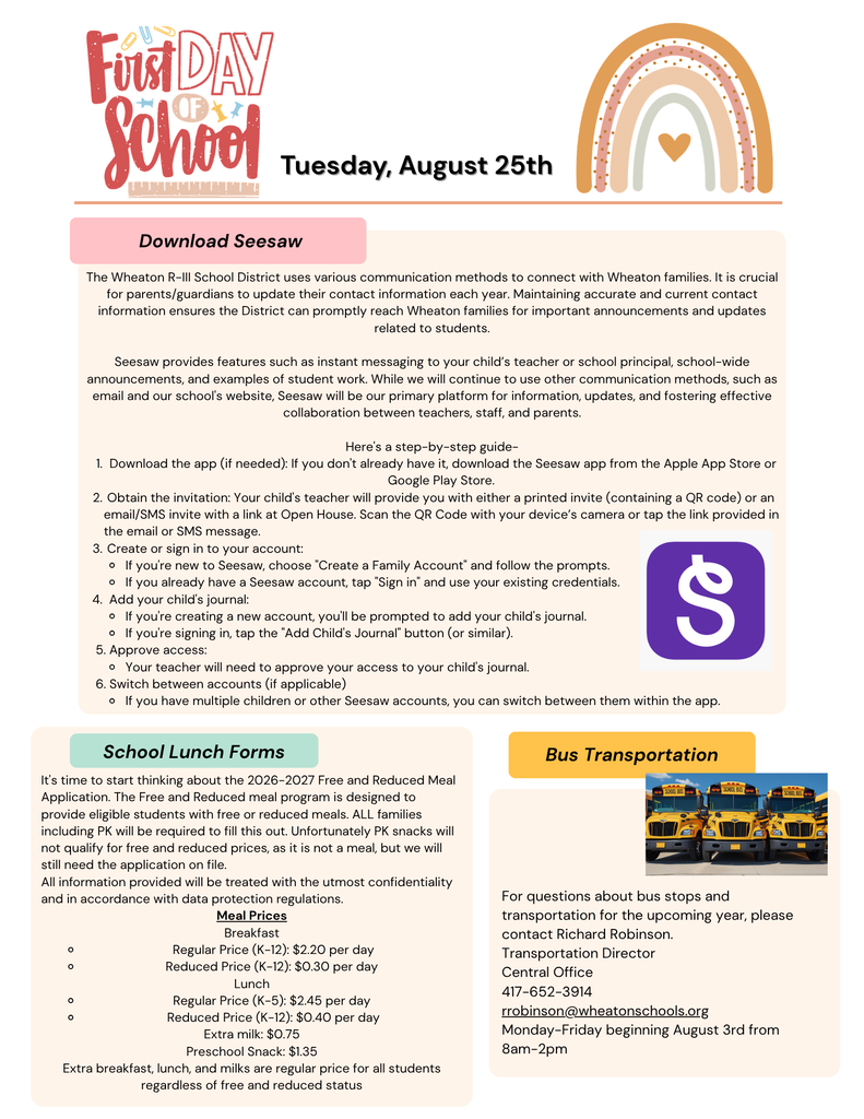 Communication, Transportation, and Breakfast/Lunch Info