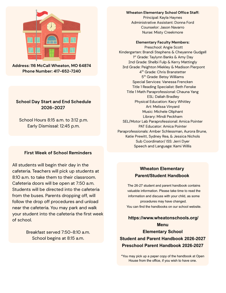 Staff Info/ Handbook