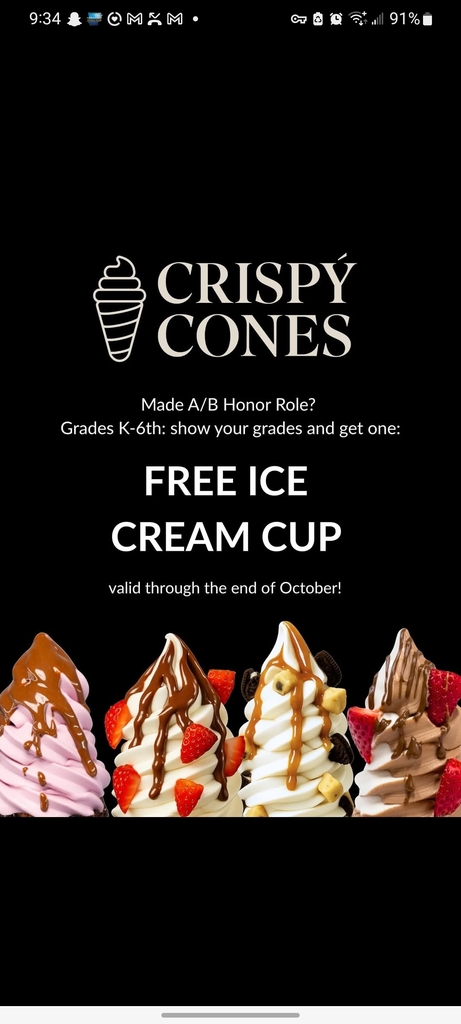 Good grades and free ice cream cone