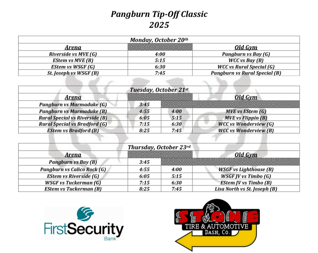 Pangburn Classic Schedule