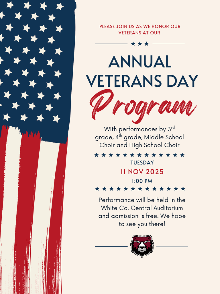 Navy Blue Red and Cream Minimalist Veterans Day Poster