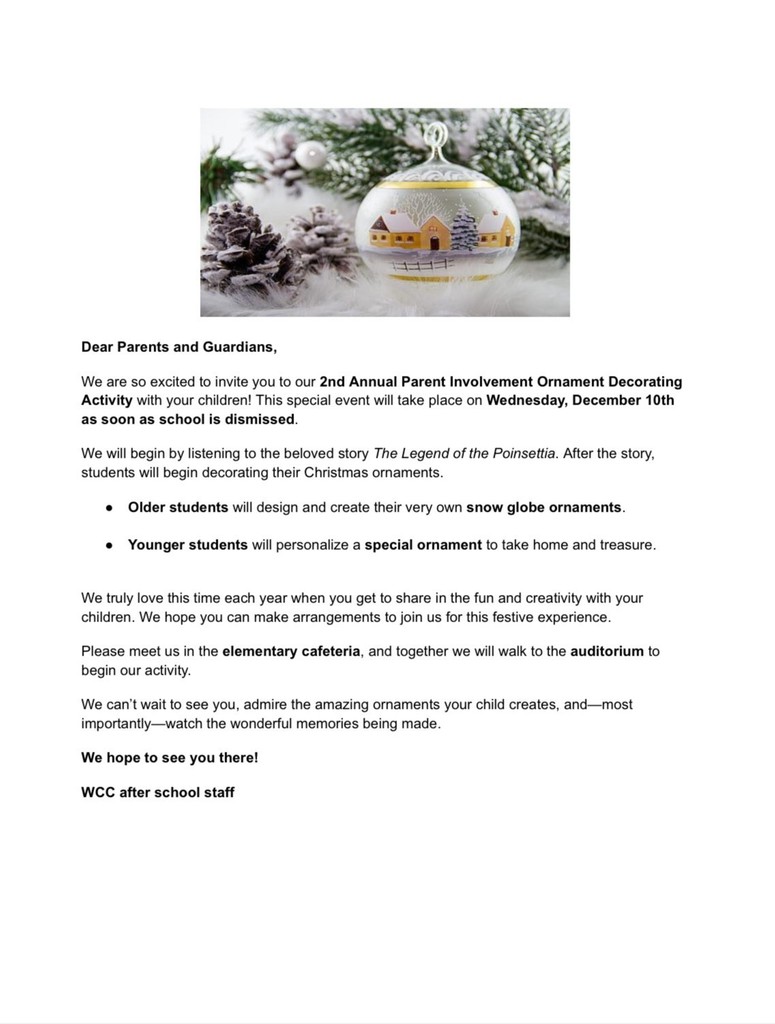 After school Ornament Event