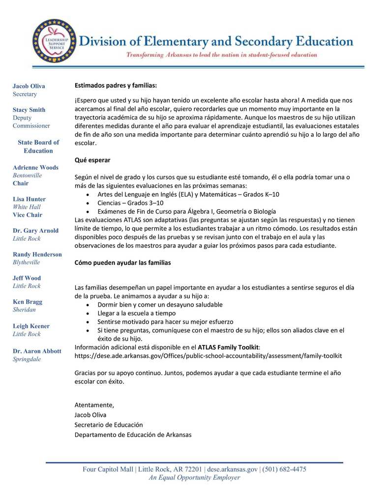 Testing Letter Spanish