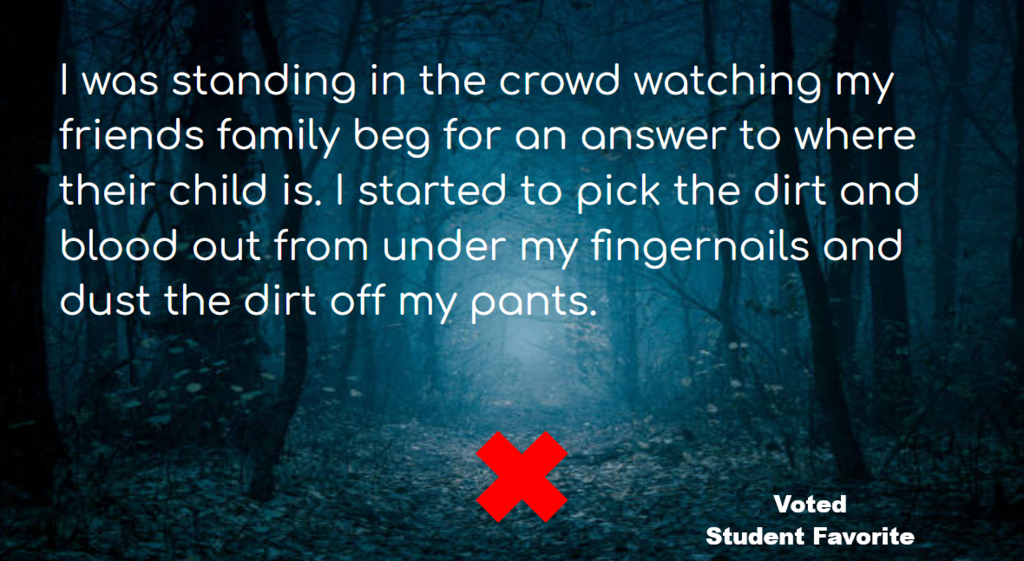 👻🎃 Two Sentences. Endless Suspense! 🕸️ Our 7th and 8th graders have been putting their creativity to the test! As part of our study of sentence types, sentence structure, and suspense, students took on the challenge of writing their very own Two-Sentence Scary Stories! ✍️💀 With just TWO sentences, they had to create suspense, build tension, and send chills down their readers' spines! 🏆 Congratulations to our contest winners! We are so proud of the creativity and talent our WCC Bears displayed! 🐻🧡 Who knew two sentences could be so SPOOKTACULAR?!