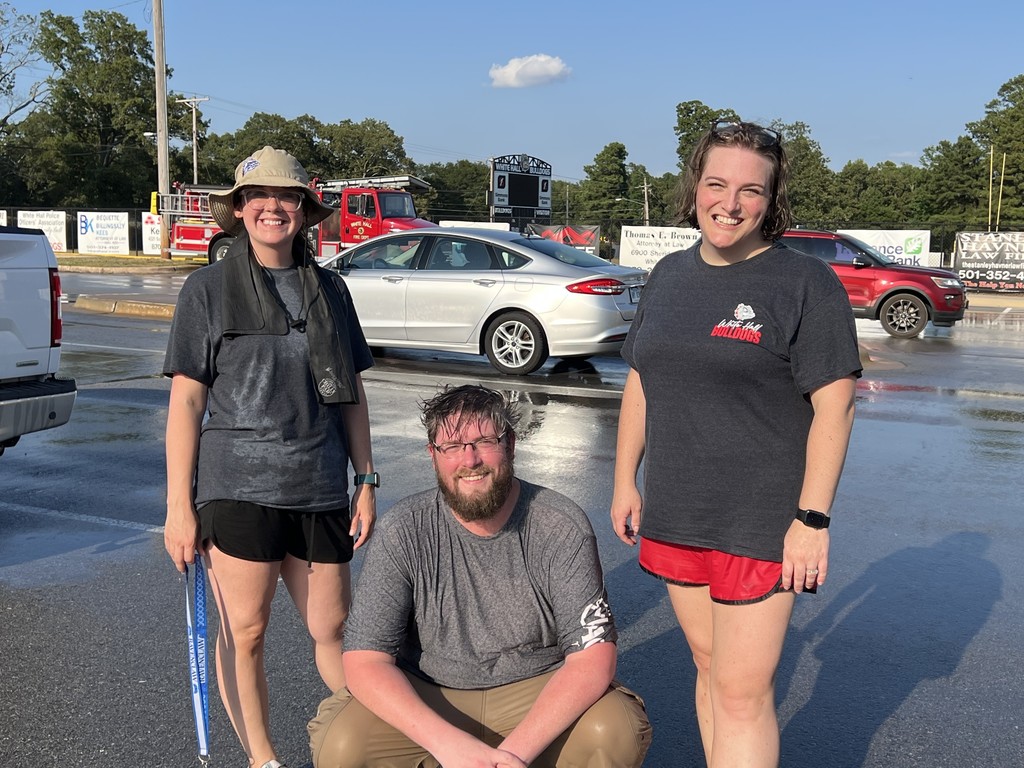 The band got soaked thanks to a visit by the White Hall  Fire Department!