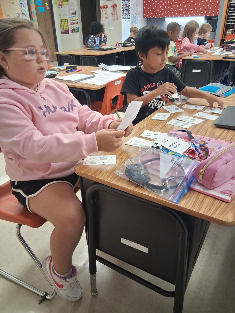 Students learning about inherited traits in Ms. Hegwood's class.