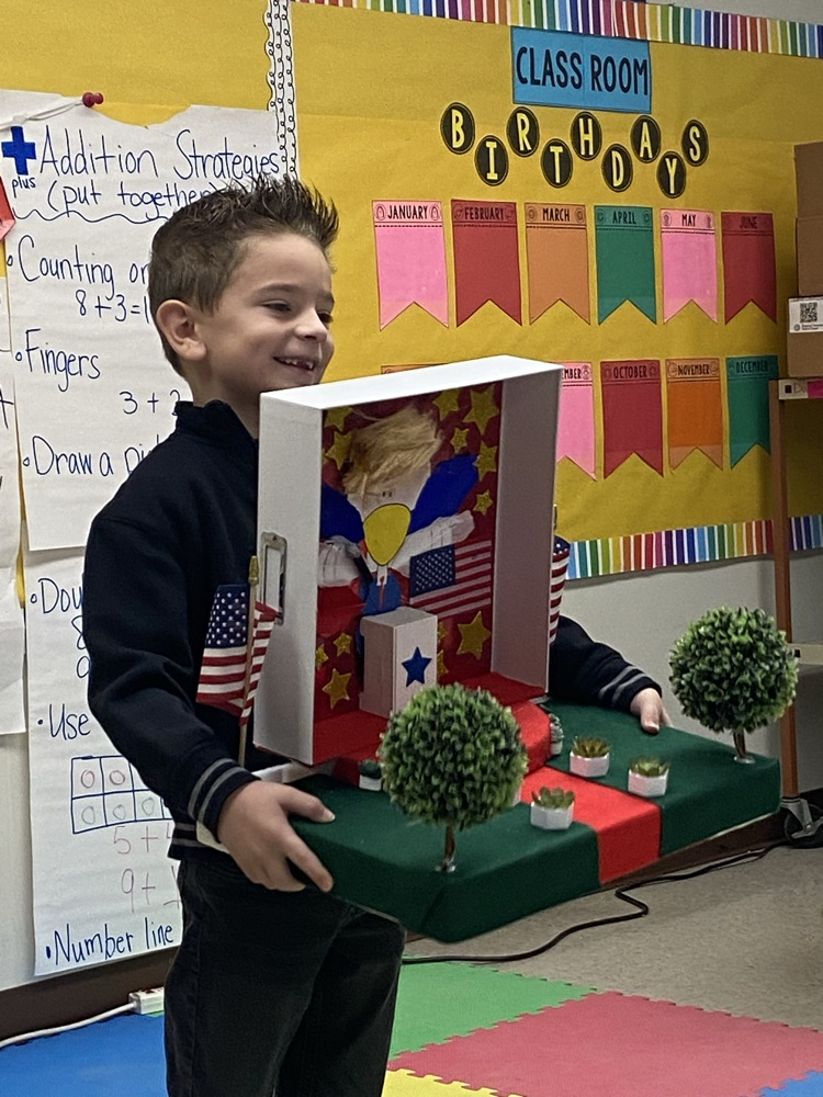 First grade read the book Turkey Trouble and had a home project to disguise their turkey. Today they presented their turkey and explained why they chose that disguise.