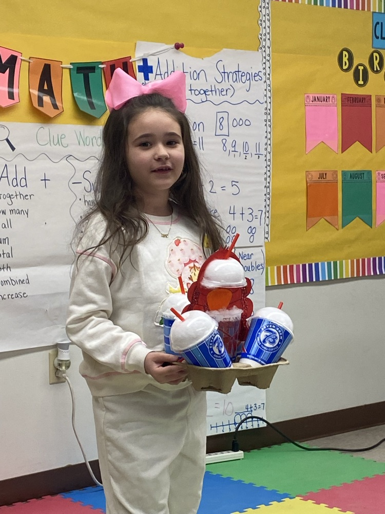 First grade read the book Turkey Trouble and had a home project to disguise their turkey. Today they presented their turkey and explained why they chose that disguise.