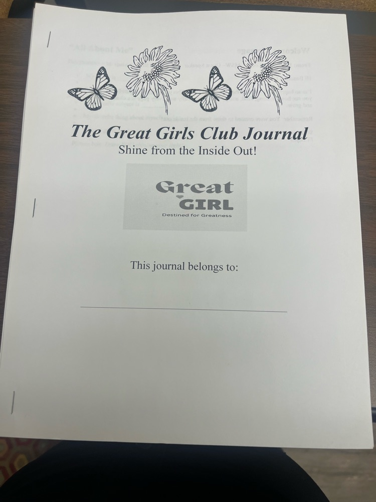 Our Great Girl Club Speaker was Felicia Cooper, MSW UAPB Interim Chair Department of Social Work and Holistic Lifestyle Coach spoke to our girls about positive self image. She gifted our girls with a personal Great Girl Journal she created for them. 