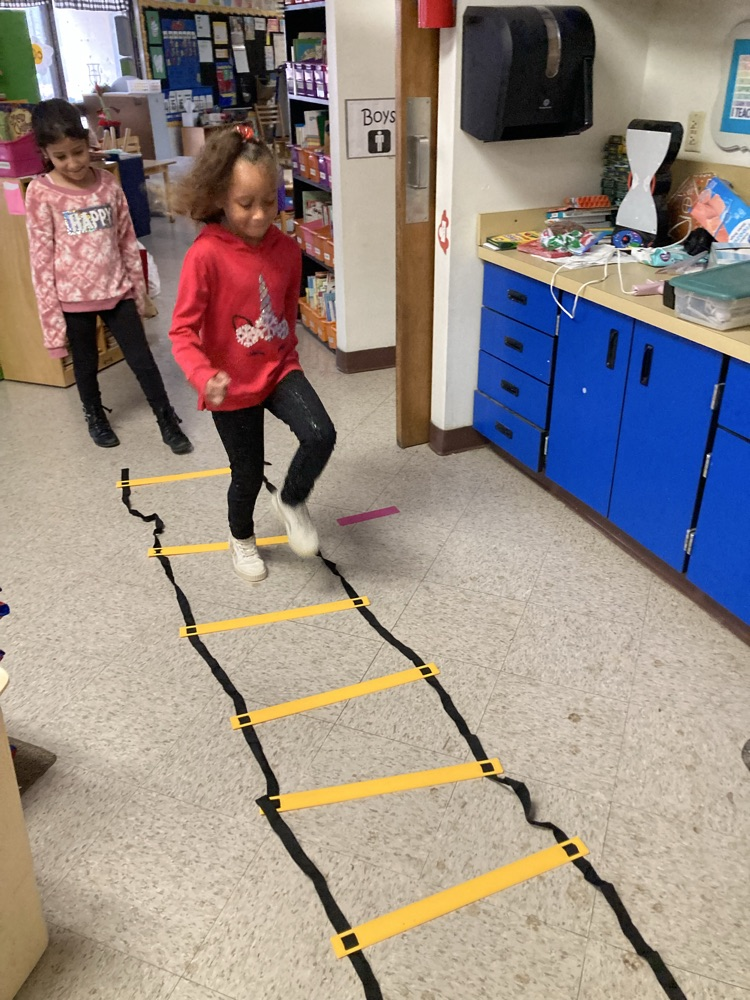 Indoor recess fun in Kindergarten.