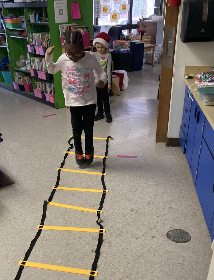 Indoor recess fun in Kindergarten.