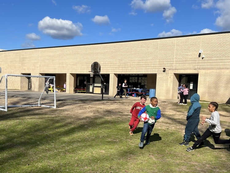 3rd Graders enjoying their new soccer goals after Atlas Testing. 