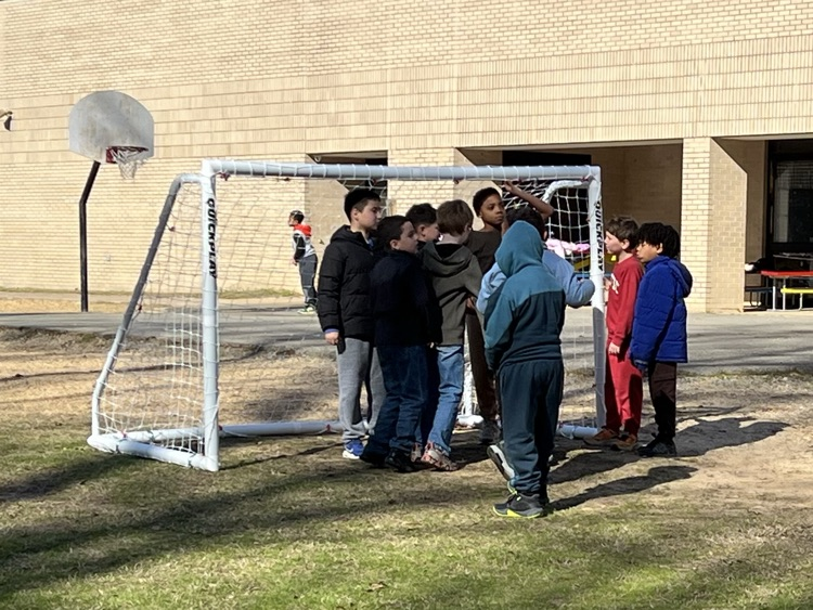 3rd Graders enjoying their new soccer goals after Atlas Testing. 