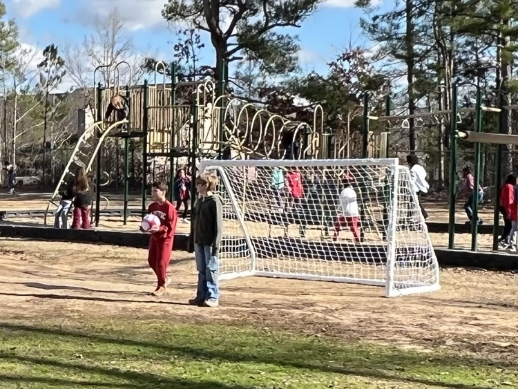 3rd Graders enjoying their new soccer goals after Atlas Testing. 