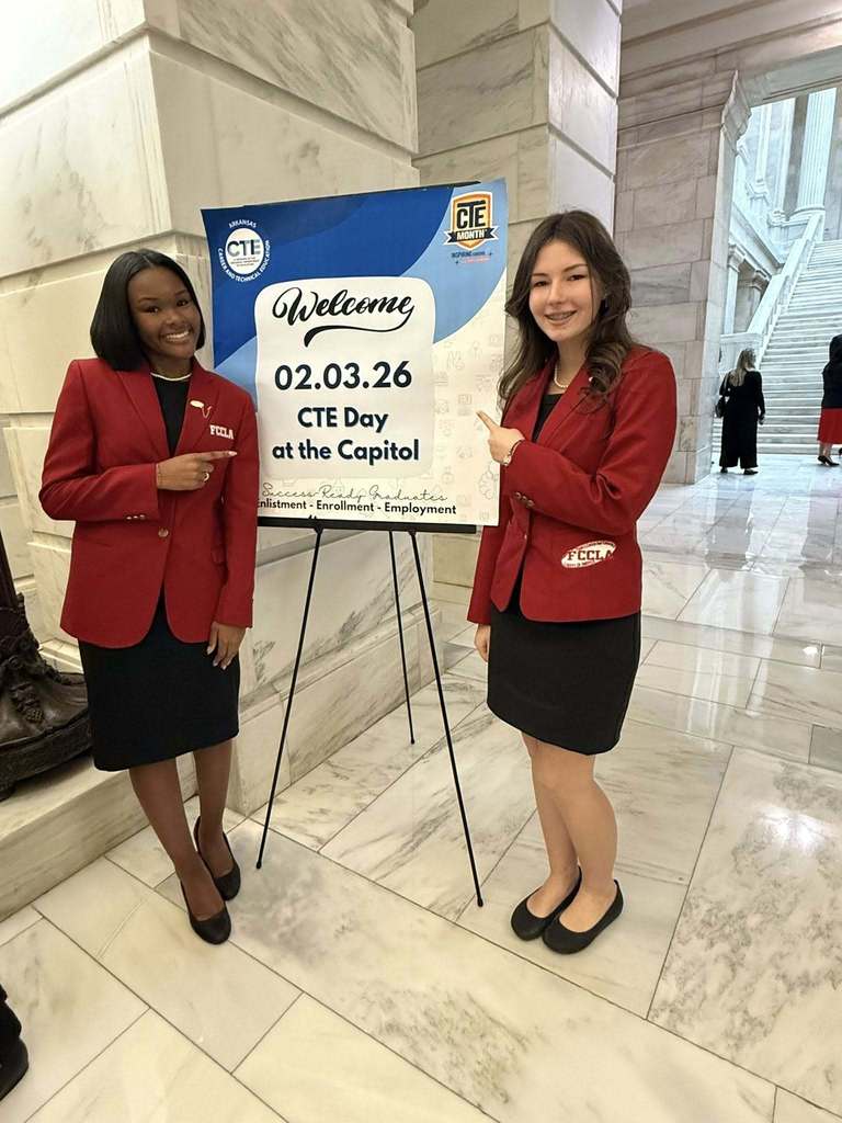 Virginia Smart and Logan Guynn represented WHHS  at Arkansas CTE Day at the Capitol!