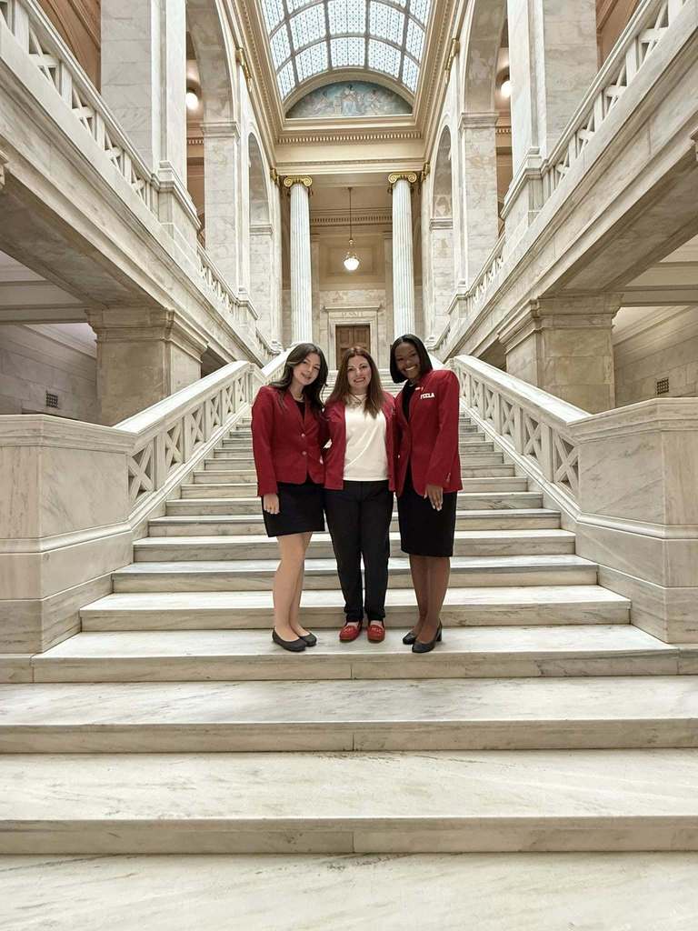 Virginia Smart and Logan Guynn represented WHHS  at Arkansas CTE Day at the Capitol!