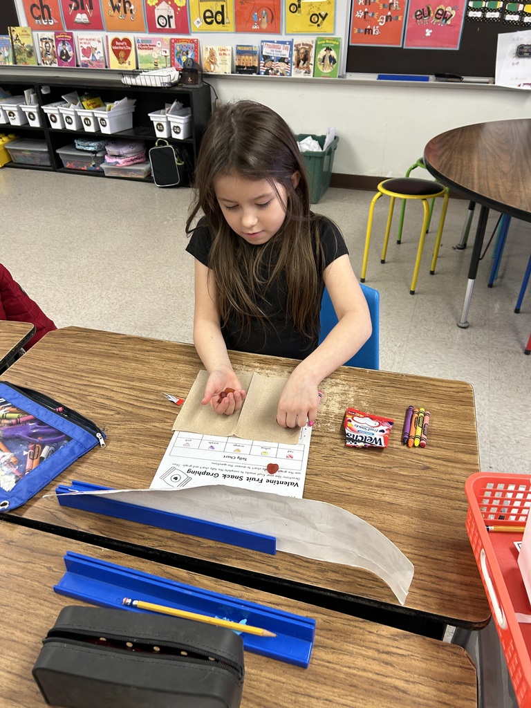 Mrs. Alexander’s class demonstrated how to collect, organize, represent, and interpret data with Valentine’s fruit snacks!
