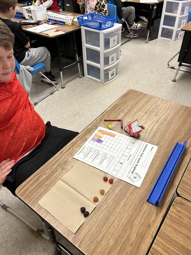 Mrs. Alexander’s class demonstrated how to collect, organize, represent, and interpret data with Valentine’s fruit snacks!