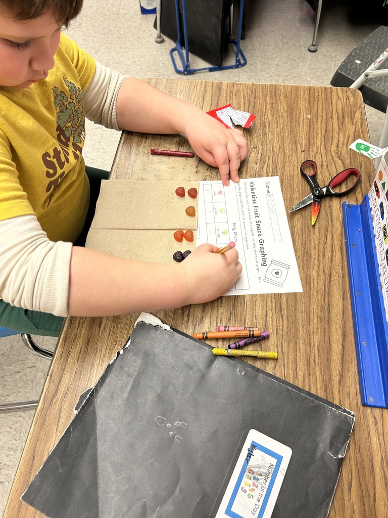 Mrs. Alexander’s class demonstrated how to collect, organize, represent, and interpret data with Valentine’s fruit snacks!