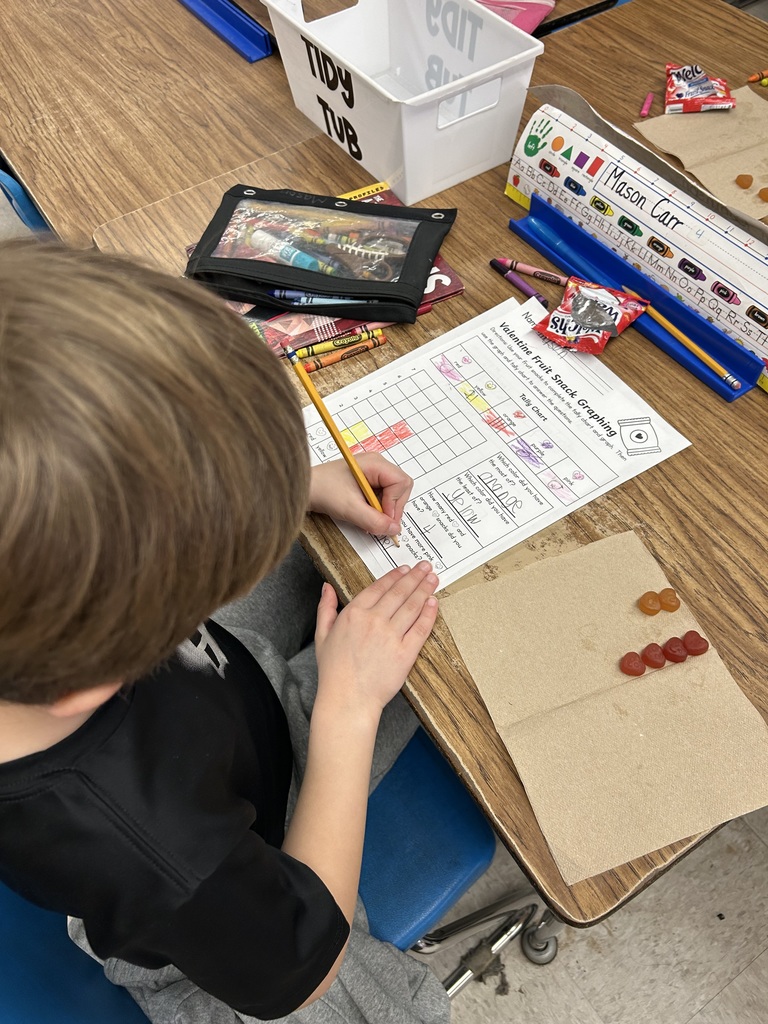 Mrs. Alexander’s class demonstrated how to collect, organize, represent, and interpret data with Valentine’s fruit snacks!
