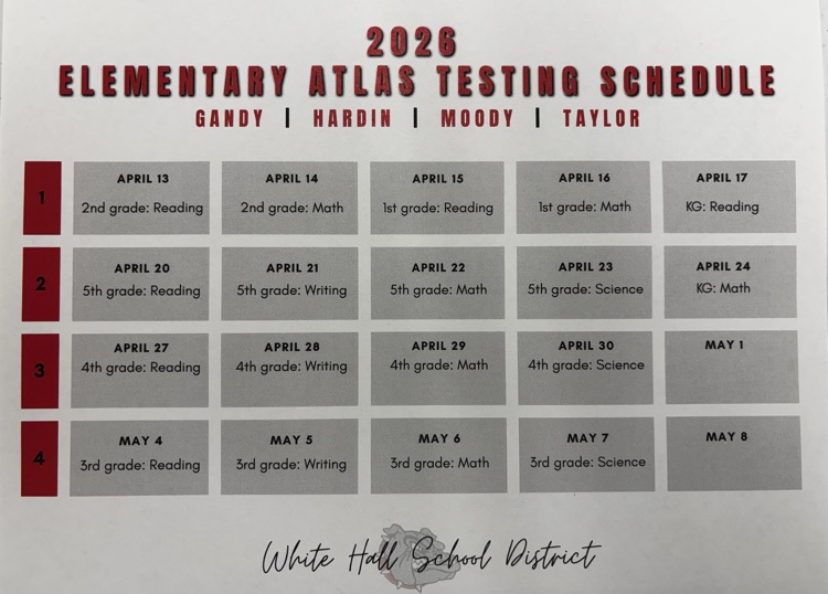white hall elementary testing schedule