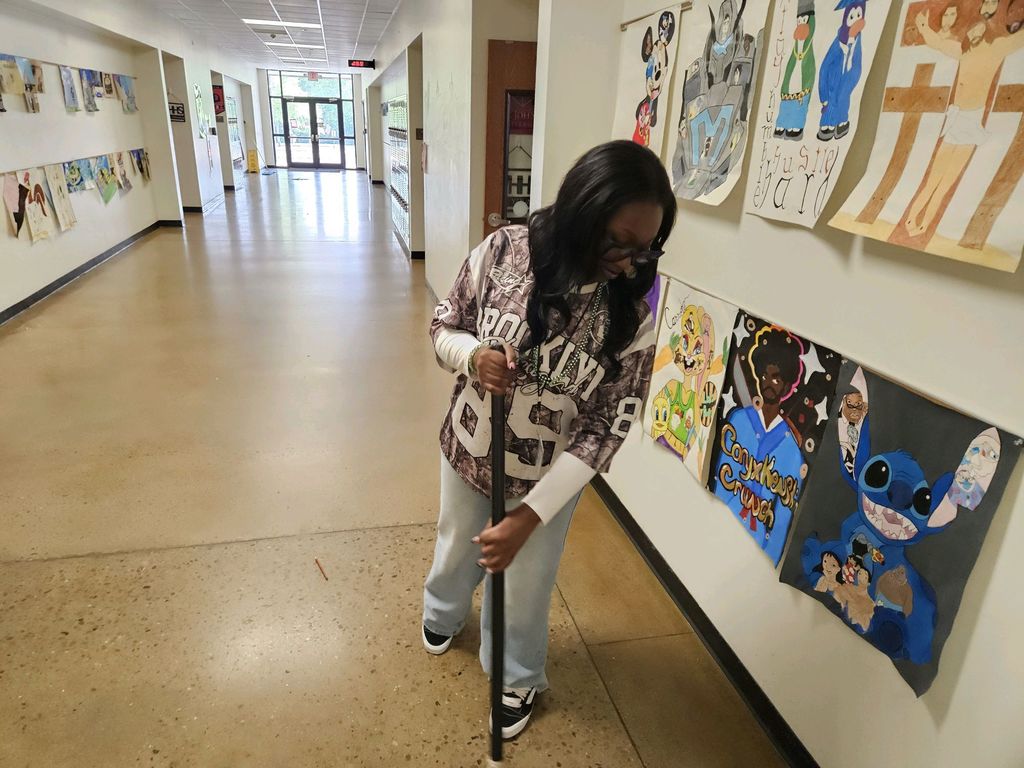 Teams united to clean the school.