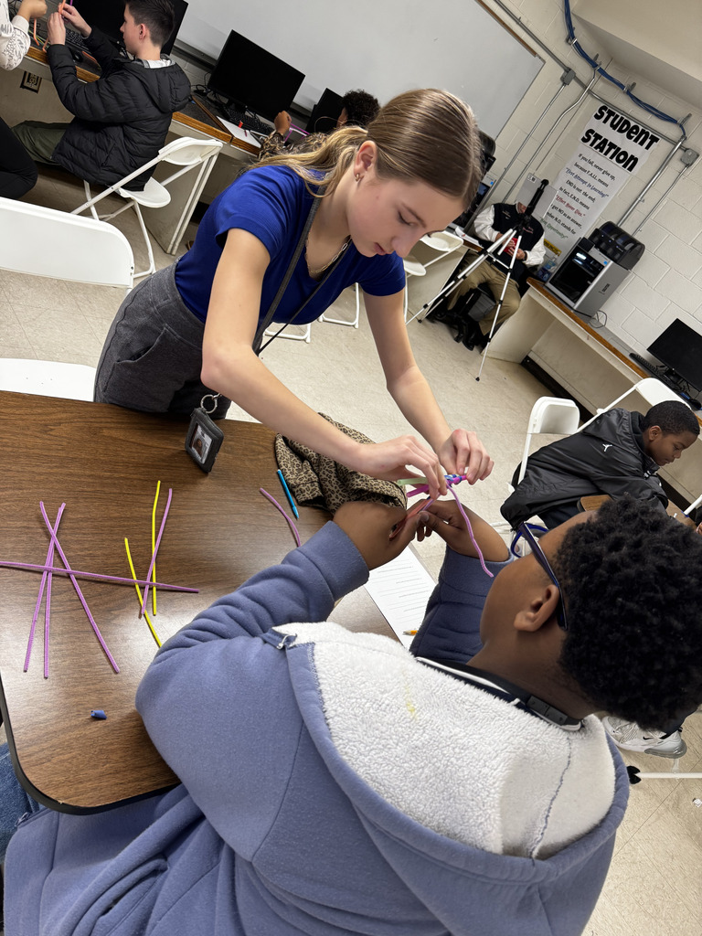 Students participating in a team building activity