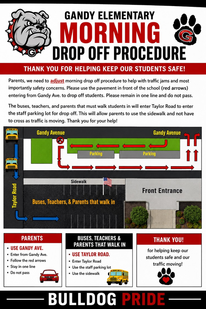 morning drop procedure starting tomorrow, Monday, August 24