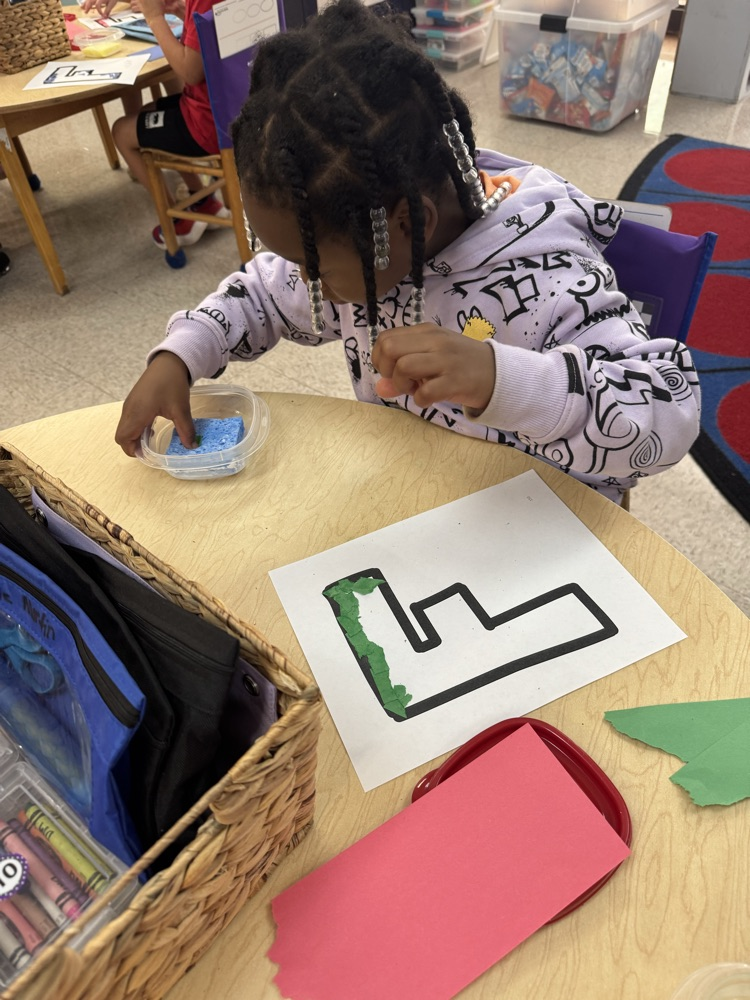 Fine motor and letter work in Mrs.  Vernor’s Class.