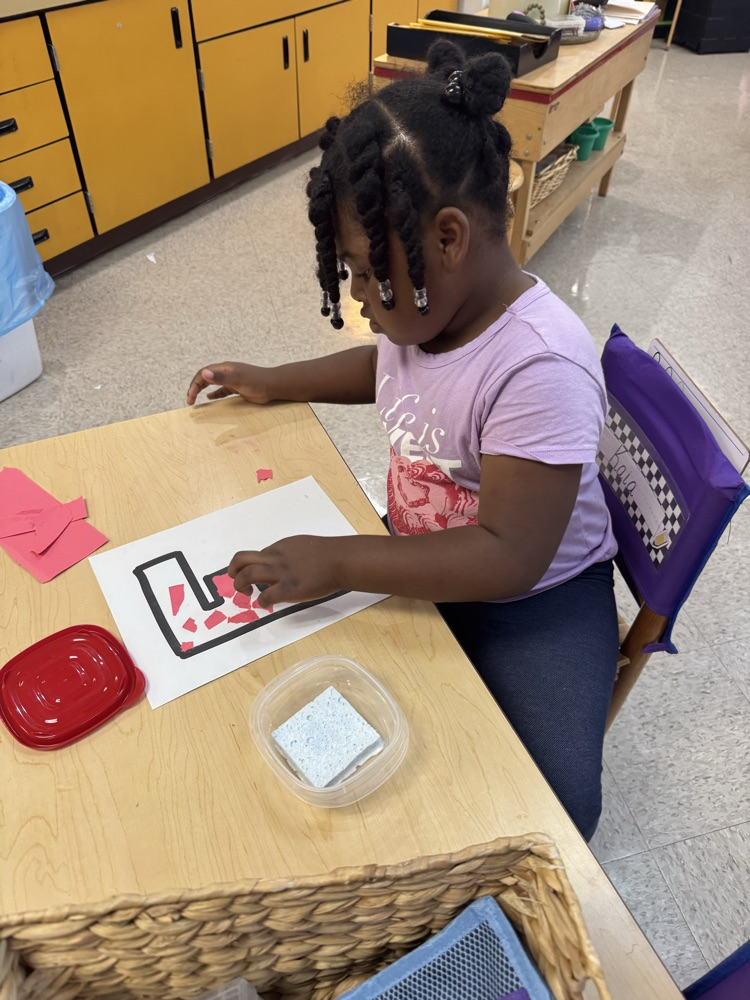 Fine motor and letter work in Mrs.  Vernor’s Class.