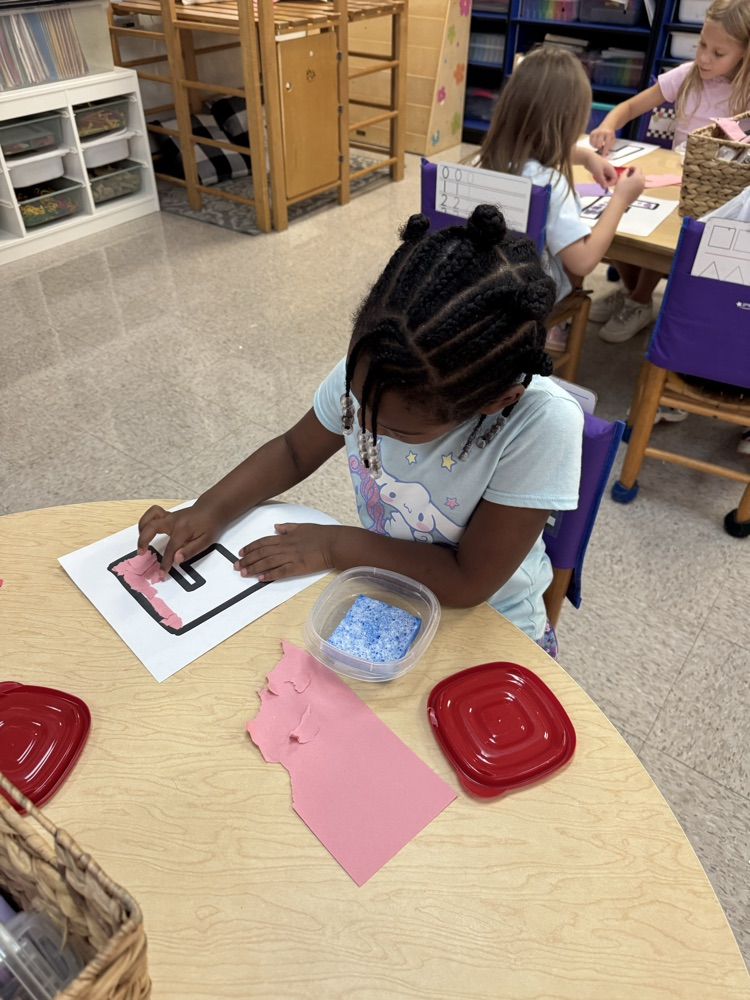 Fine motor and letter work in Mrs.  Vernor’s Class.