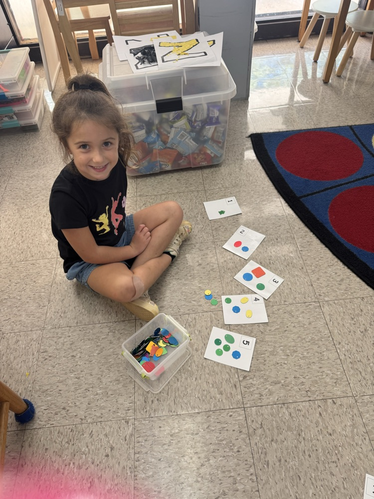 Junk box work (counting objects ) in Mrs. Vernor’s class.