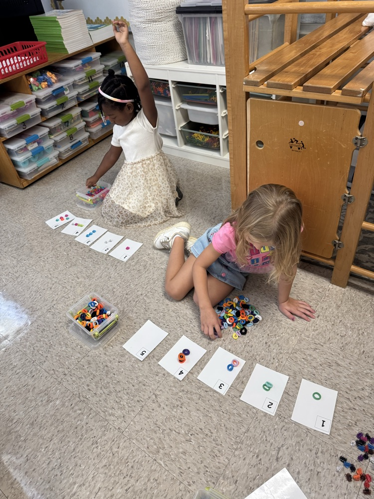 Junk box work (counting objects ) in Mrs. Vernor’s class.