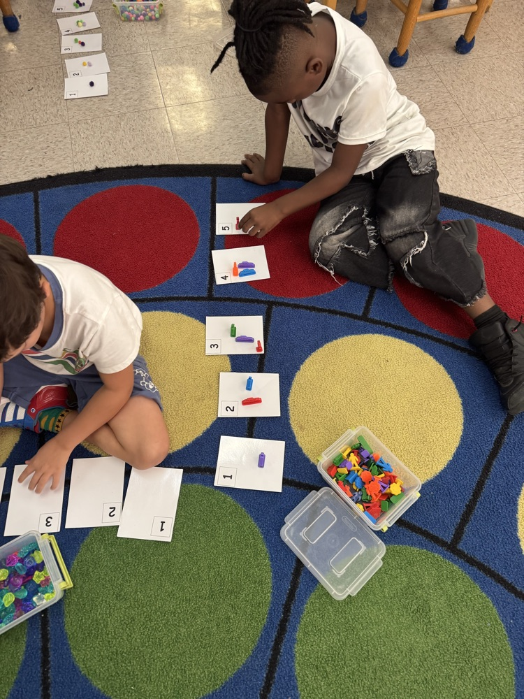 Junk box work (counting objects ) in Mrs. Vernor’s class.