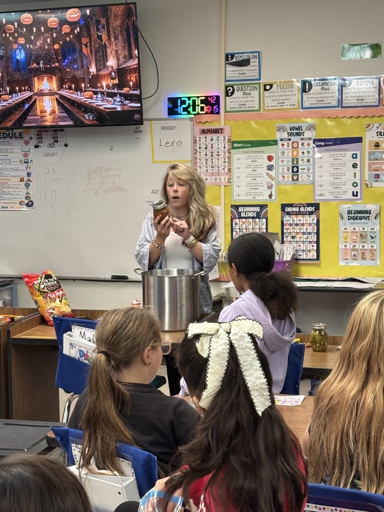  Mrs. Addison talked about canning food. And brought some bread and butter pickles and salsa that she canned for the Great Girls to try. 