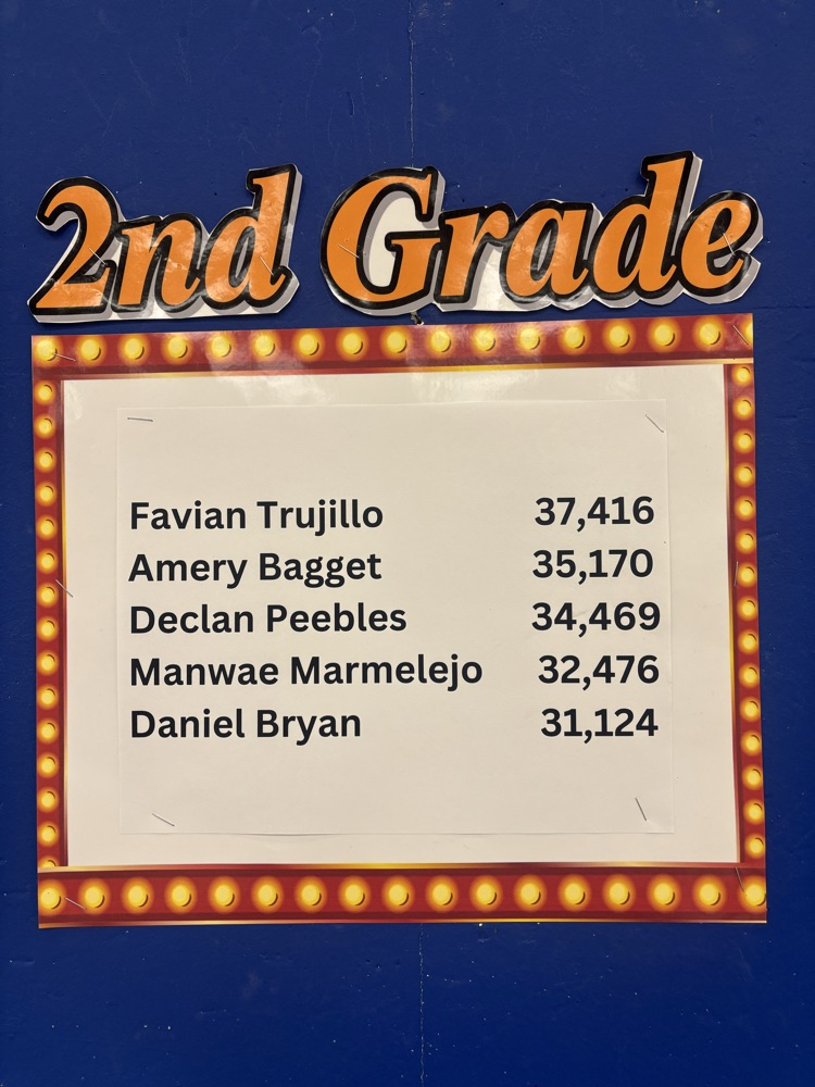 2nd grade: Fabian Trujillo, Amery Bagget, Declan Peebles, Manwae Marmelejo, Daniel Bryan