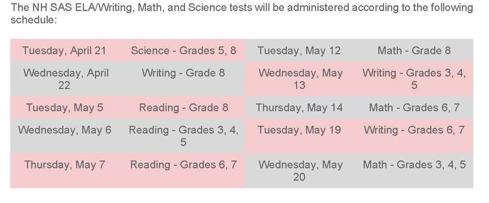 NH SAS Schedule