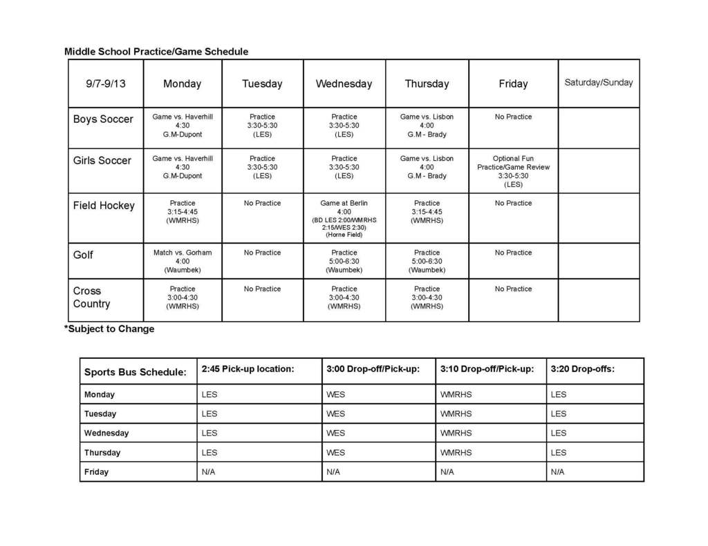 MIDDLE SCHOOL SPORTS | Sept 7 - 13