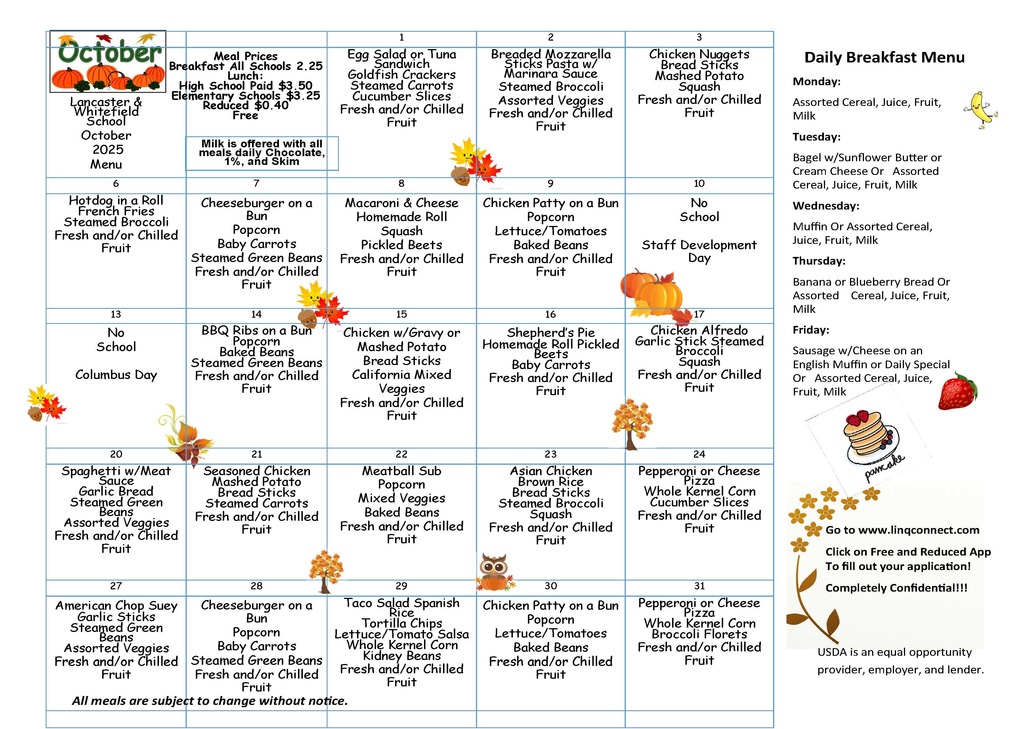 October Menu