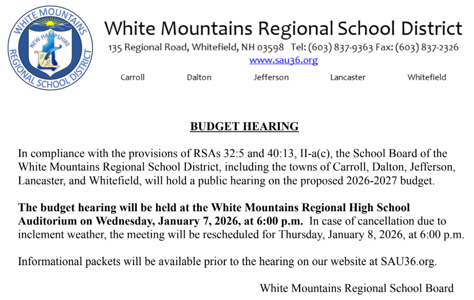 Budget Hearing Notice