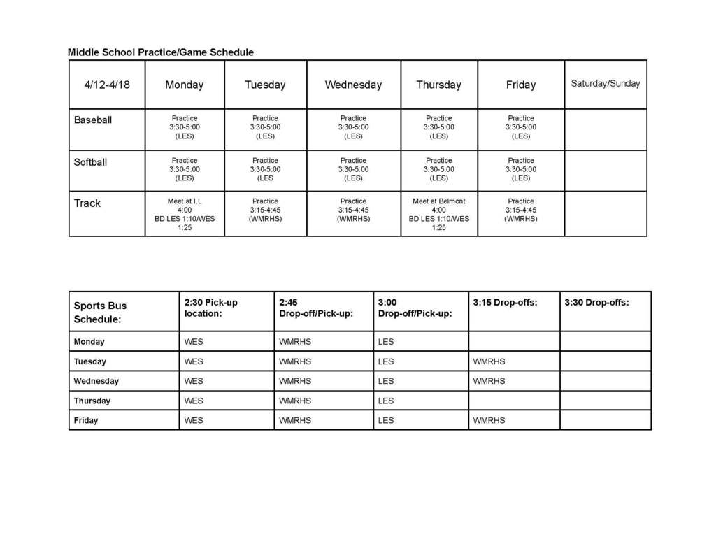 middle school sports