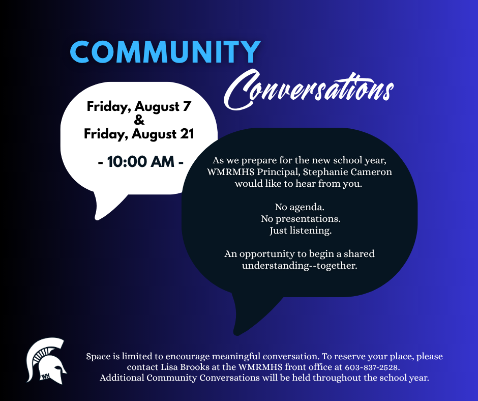 community conversations graphic announcing dates and how to reserve your space
