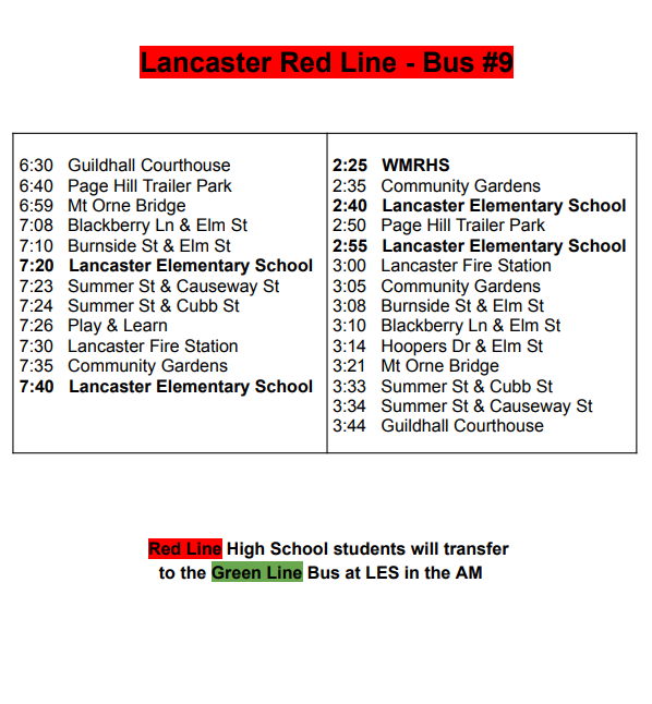 2026-2027 Bus Schedule