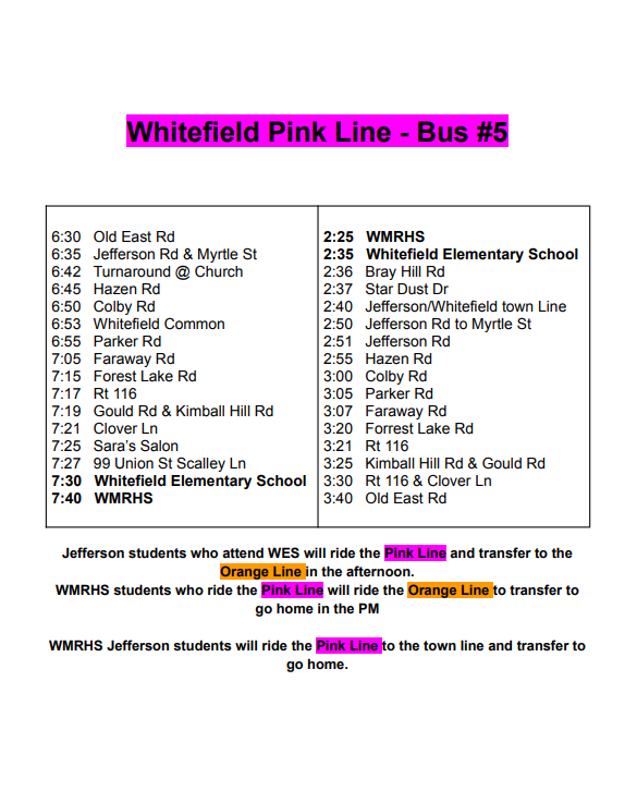2026-2027 Bus Schedule