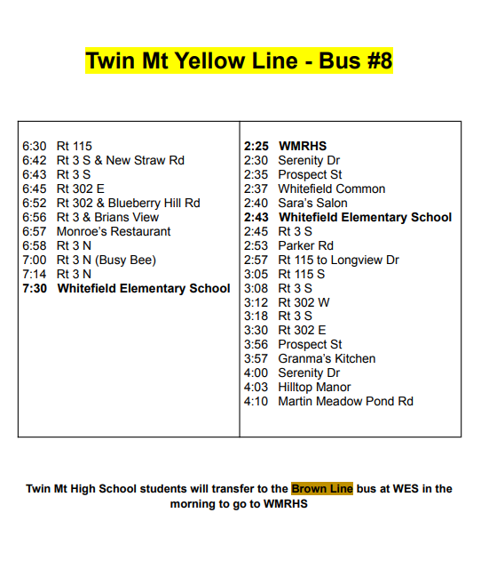 2026-2027 Bus Schedule