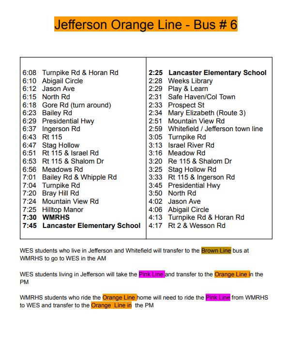 Updated Bus Info